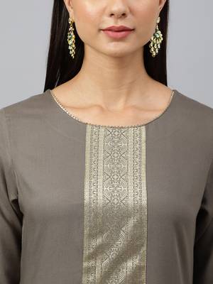 Grey plain rayon ethnic-kurtis 5