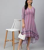 Pink printed georgette long-dresses