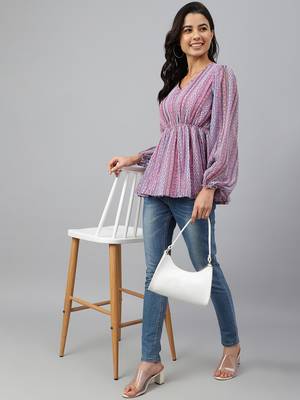 Pink printed georgette tunics 2