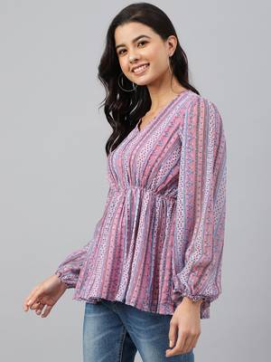 Pink printed georgette tunics 3