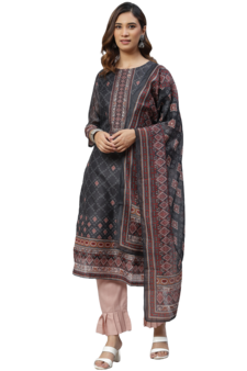 Grey sequins chanderi silk salwar