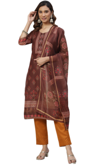 Brown sequins chanderi silk salwar