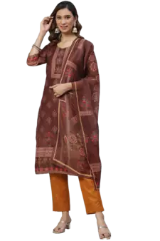 Brown sequins chanderi silk salwar
