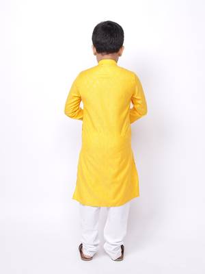 Namaskar Yellow woven silk blend boys-kurta-pyjama 2