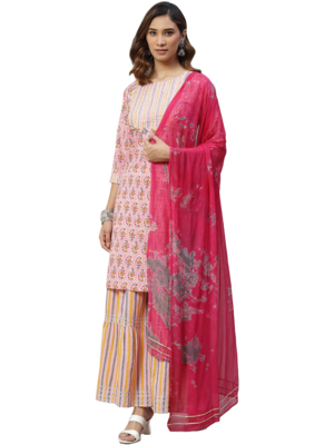 Pink floral print cotton salwar 1