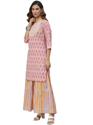 Pink floral print cotton salwar 2