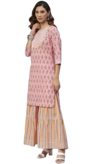 Pink floral print cotton salwar