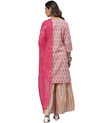 Pink floral print cotton salwar 3
