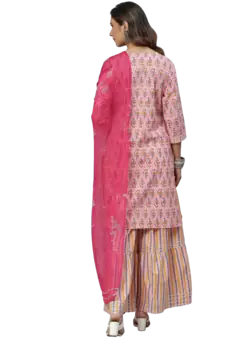 Pink floral print cotton salwar