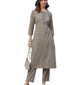 Grey floral print cotton salwar