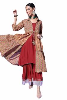 Peach floral print cotton salwar