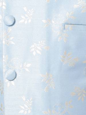 Namaskar Blue woven silk boys-blazer 4