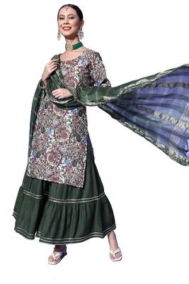 White floral print blended cotton salwar 1