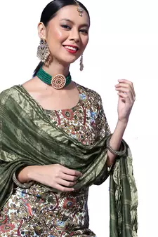 White floral print blended cotton salwar
