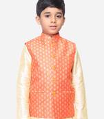 Namaskar Orange woven jacquard boys-blazer