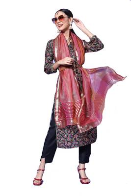 Black floral print blended cotton salwar 1