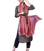 Black floral print blended cotton salwar