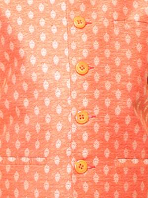 Namaskar Orange woven jacquard boys-blazer 5