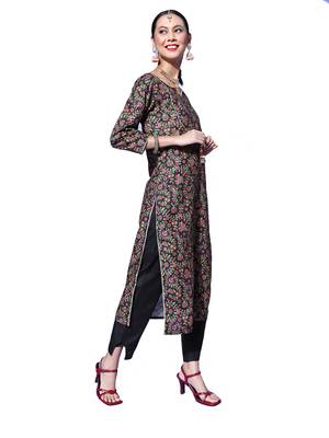 Black floral print blended cotton salwar 2