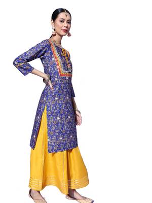 Blue floral print blended cotton salwar 2