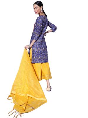 Blue floral print blended cotton salwar 3