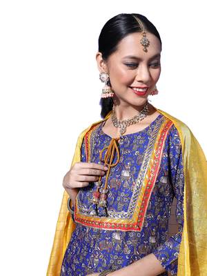 Blue floral print blended cotton salwar 4
