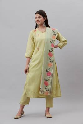 Green floral print blended cotton salwar 1
