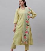 Green floral print blended cotton salwar