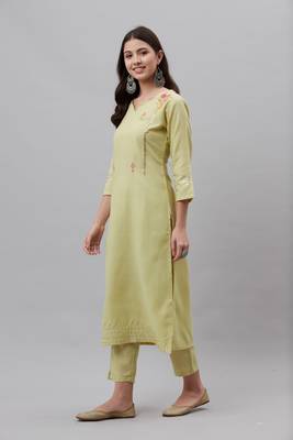 Green floral print blended cotton salwar 2