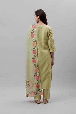 Green floral print blended cotton salwar 3