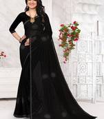 Black Blooming Georgette Heavy Siroski Original Diamond Work