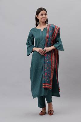 Blue floral print cotton poly salwar 1