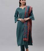 Blue floral print cotton poly salwar