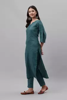 Blue floral print cotton poly salwar