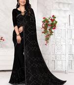 Black Blooming Georgette Siroski Original Diamond Work