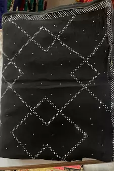Black Blooming Georgette Siroski Original Diamond Work