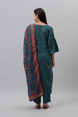 Blue floral print cotton poly salwar 3