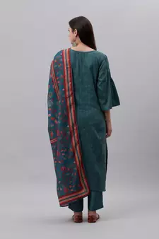Blue floral print cotton poly salwar