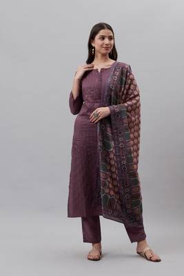 Maroon floral print cotton poly salwar 1