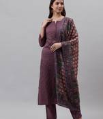 Maroon floral print cotton poly salwar