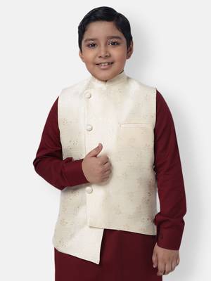 Namaskar Gold woven silk boys-blazer 1