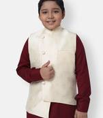 Namaskar Gold woven silk boys-blazer