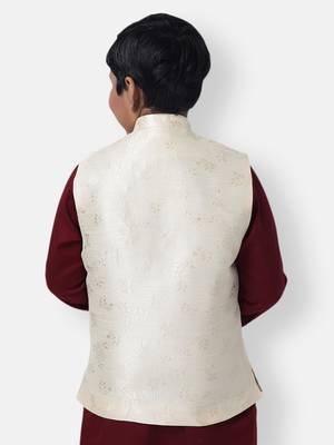 Namaskar Gold woven silk boys-blazer 2