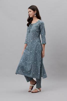 Blue floral print pure cotton salwar 2