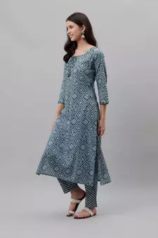 Blue floral print pure cotton salwar