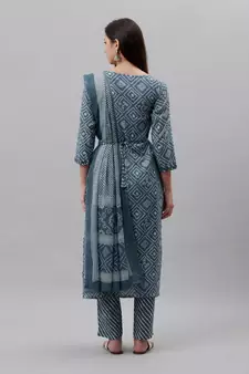 Blue floral print pure cotton salwar