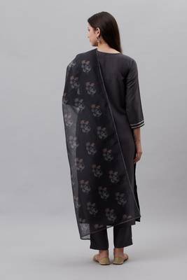 Grey floral print cotton poly salwar 3