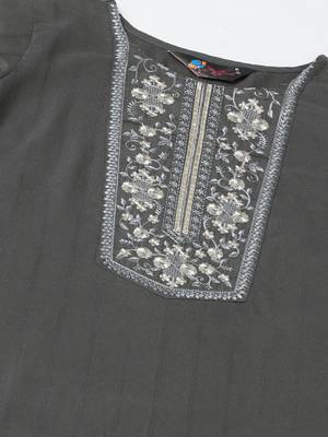 Grey floral print cotton poly salwar 4