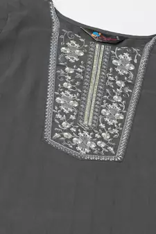 Grey floral print cotton poly salwar