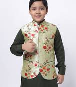 Namaskar Green printed silk boys-blazer
